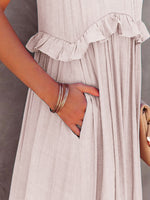 Load image into Gallery viewer, Ruffled Sleeveless Tiered Maxi Dress with Pockets – Effortless &amp; Chic
