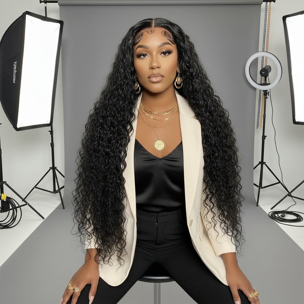 Deep‑Wave Glueless HD Lace Front Wig – 200% Density, 13×4 Full Frontal