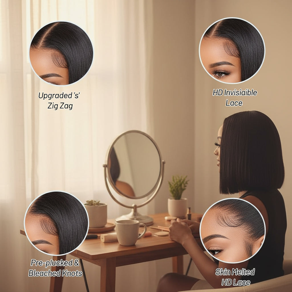 13x4 HD Lace Front Short Bob Wig 180% Density | 100% Human Hair