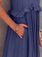 Load image into Gallery viewer, Ruffled Sleeveless Tiered Maxi Dress with Pockets – Effortless &amp; Chic

