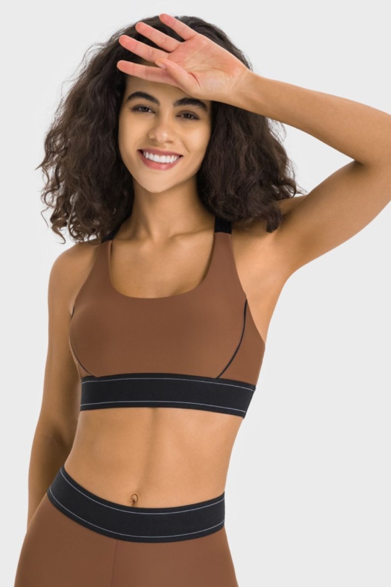 Contrast Band Racerback Sports Bra - The PM Edit