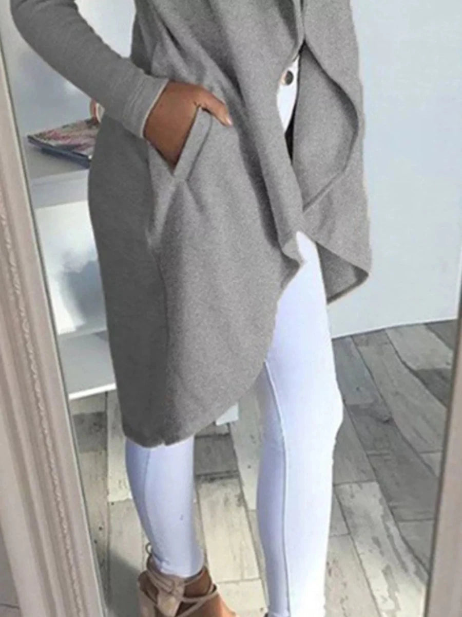Full Size Lapel Collar Long Sleeve Coat Plus Size - The PM Edit