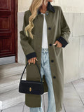 Contrast Collar Button Up Coat - The PM Edit