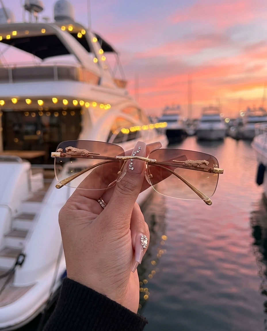 Luxury Rimless Rectangle Sunglasses - Gradient Lenses Y2K Retro Tinted Eyewear