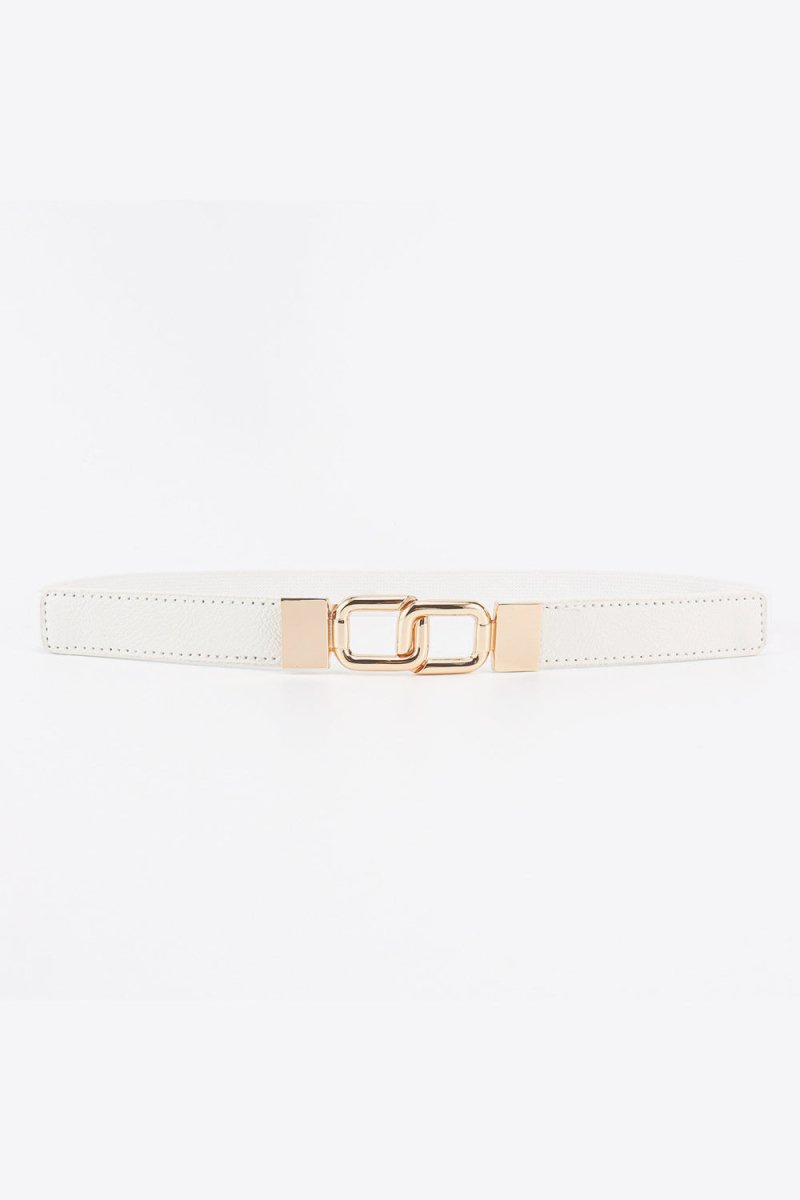 Slim Elastic Belt with Gold Geometric Double Buckle - The PM Edit