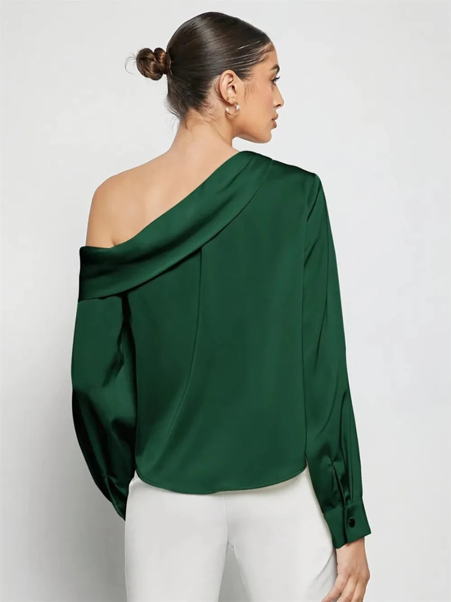Ruched One Shoulder Long Sleeve Top - The PM Edit