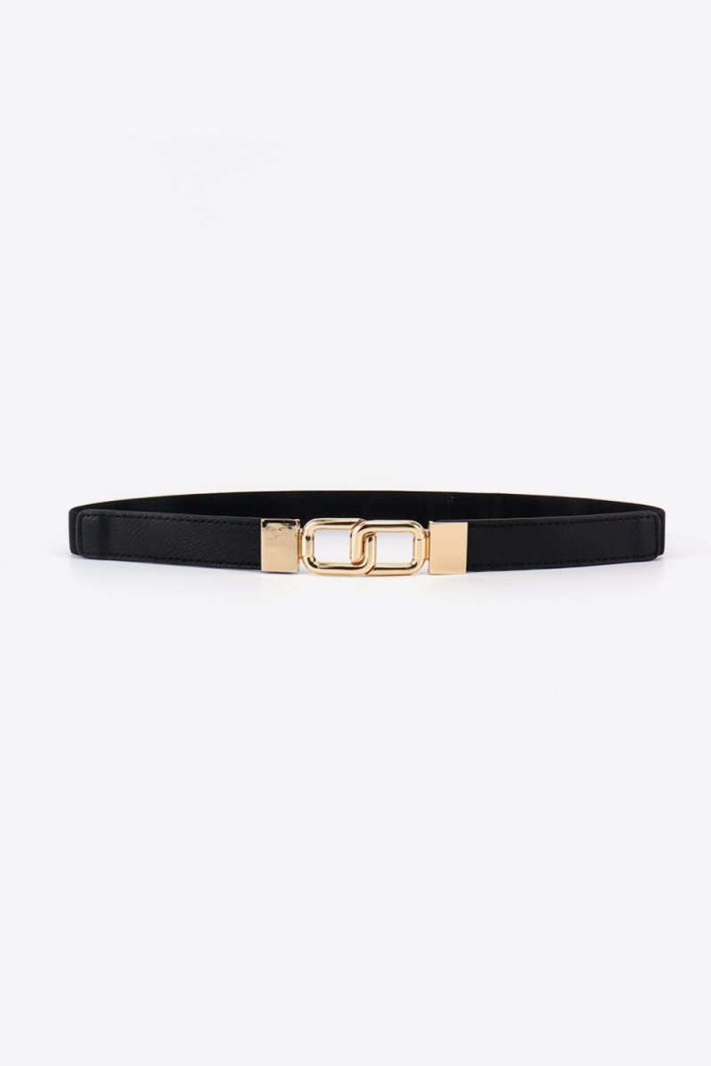 Slim Elastic Belt with Gold Geometric Double Buckle - The PM Edit