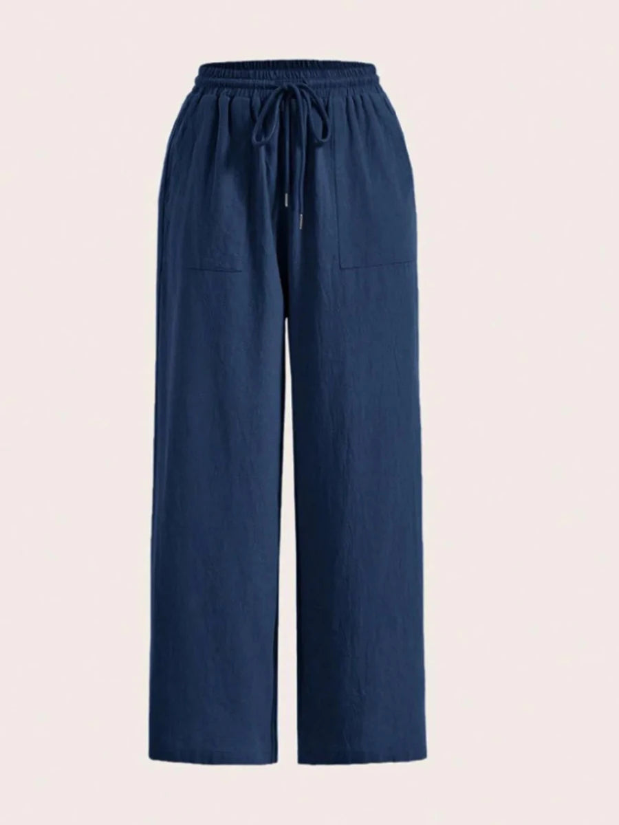 Drawstring Wide Leg Linen Pants - The PM Edit