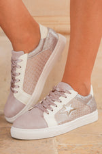 Load image into Gallery viewer, Gold Glitter Star Patchwork Leather Lace-up Sneakers
