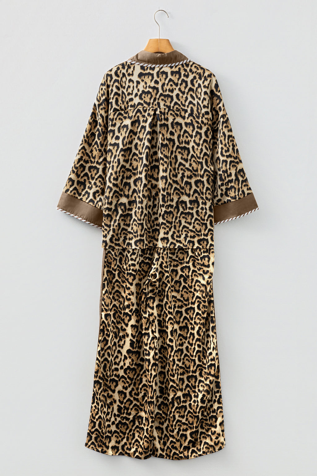 Leopard Print ¾ Sleeve Two-Piece Set