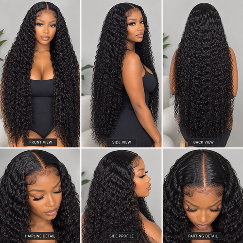 30 Inch Water Wave Glueless HD Lace Frontal Wig | Curly Wave HD Lace Frontal Wigs 250% Density