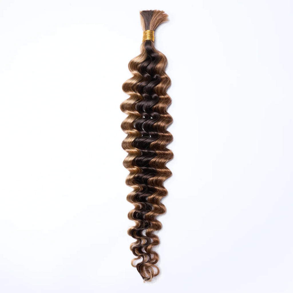 20inch Deep Wave Bulk Hair For Braiding #P4/27 Color/Boho Braids