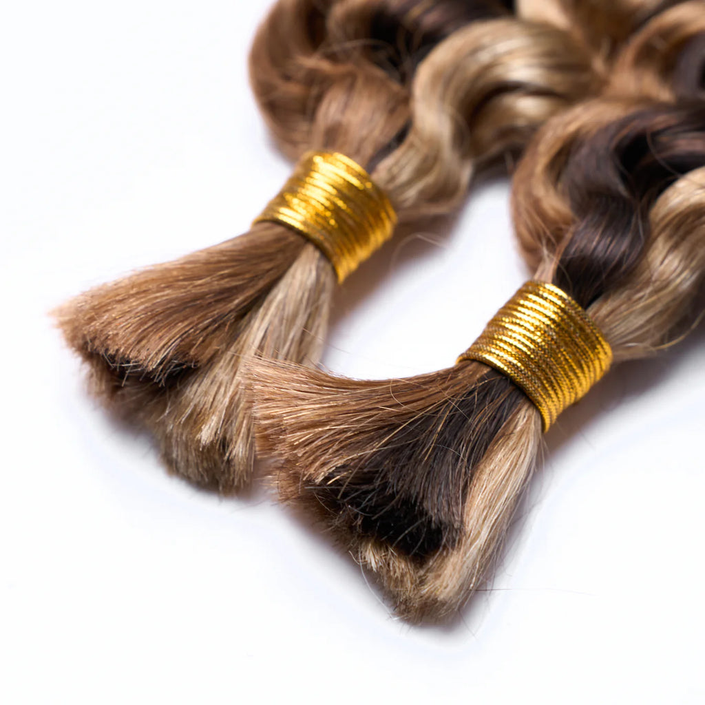 20inch Deep Wave Bulk Hair For Braiding #P4/27 Color/Boho Braids
