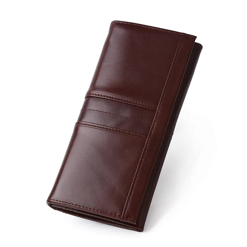 Brown leather wallet on a white background