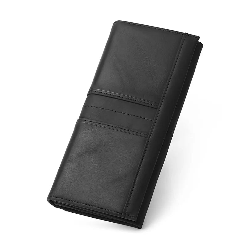 Black leather wallet on a white background