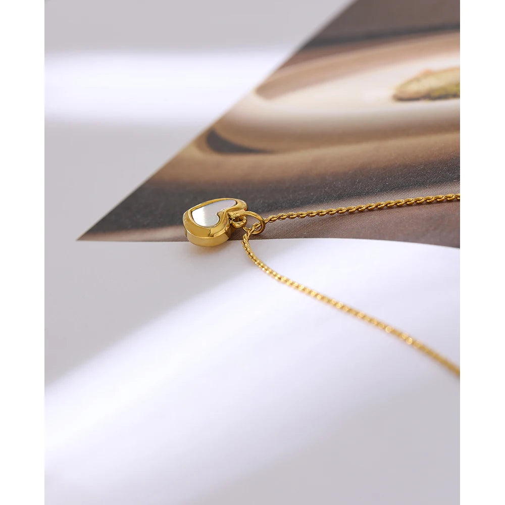 Gold-Plated Stainless Steel Heart Jewelry, Bracelet & Necklace