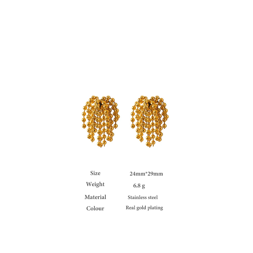 High Quality Gold-Plated Stainless Steel Tassel Stud Earrings
