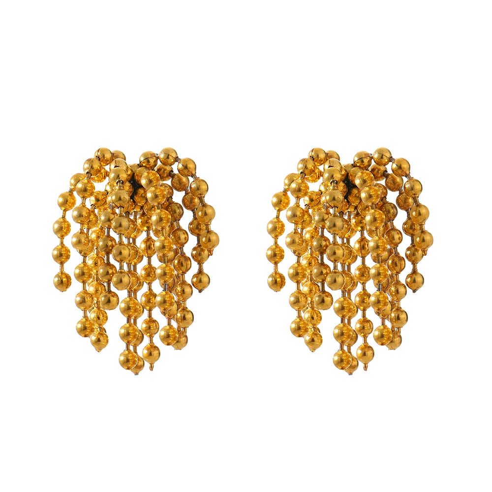 High Quality Gold-Plated Stainless Steel Tassel Stud Earrings