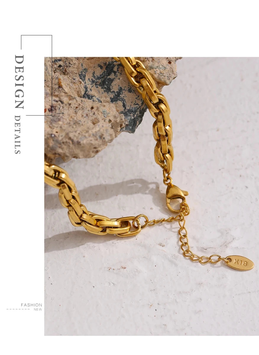 Double Link Chain Necklace & Bracelet | 18K Gold Plated Stainless Steel | The PM Edit