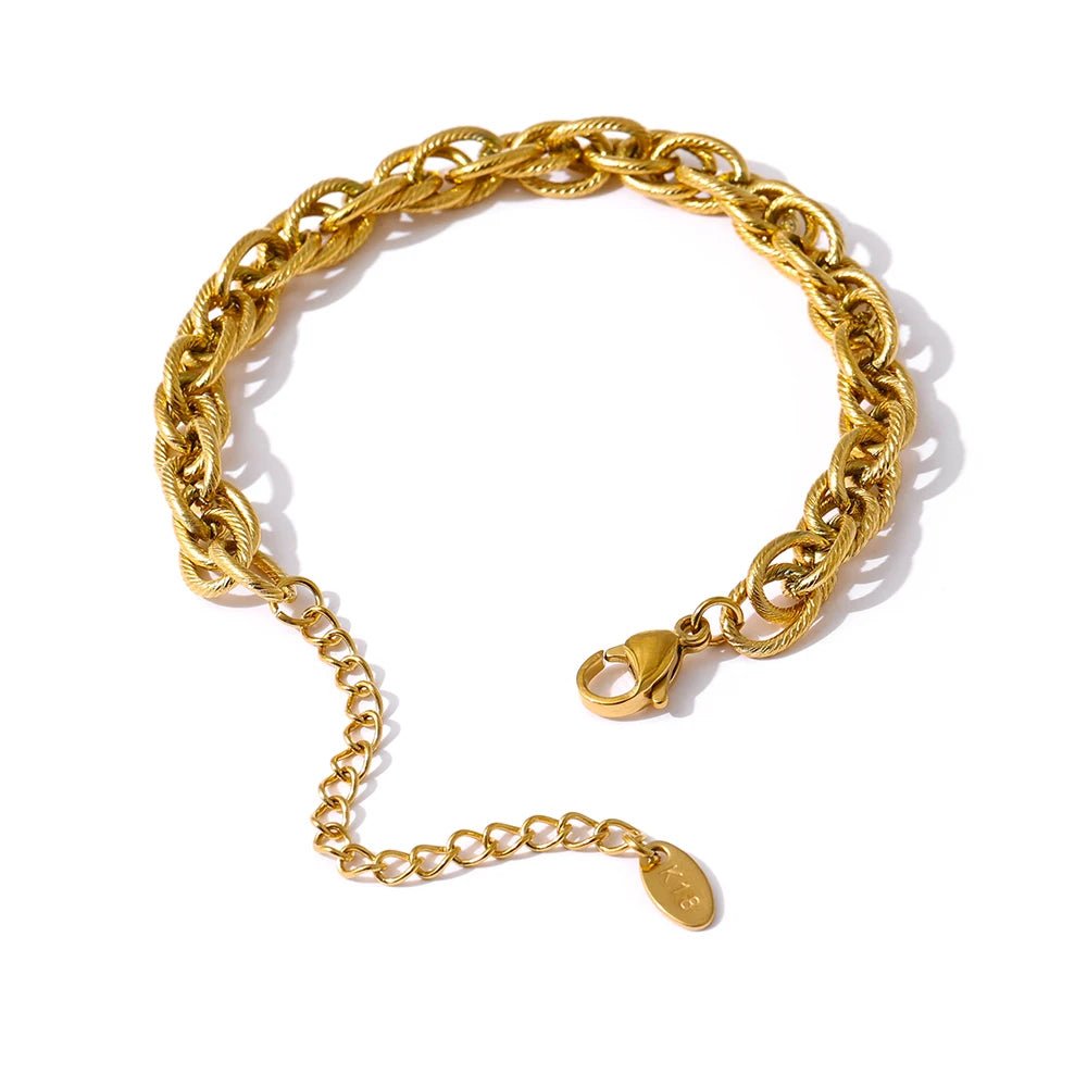 Twisted Rope Chain Necklace & Bracelet | 18K Gold Plated Stainless Steel | The PM Edit