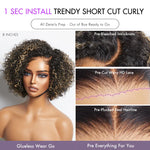 Load image into Gallery viewer, 8 inch Trendy Short Cut Curly Minimalist HD Lace Glueless Side Part Wig
