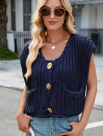 Load image into Gallery viewer, Sleeveless Knit Cardigan Vest

