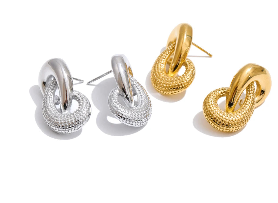 Interlocking Stud Earrings & Pendant Necklace | PVD Gold