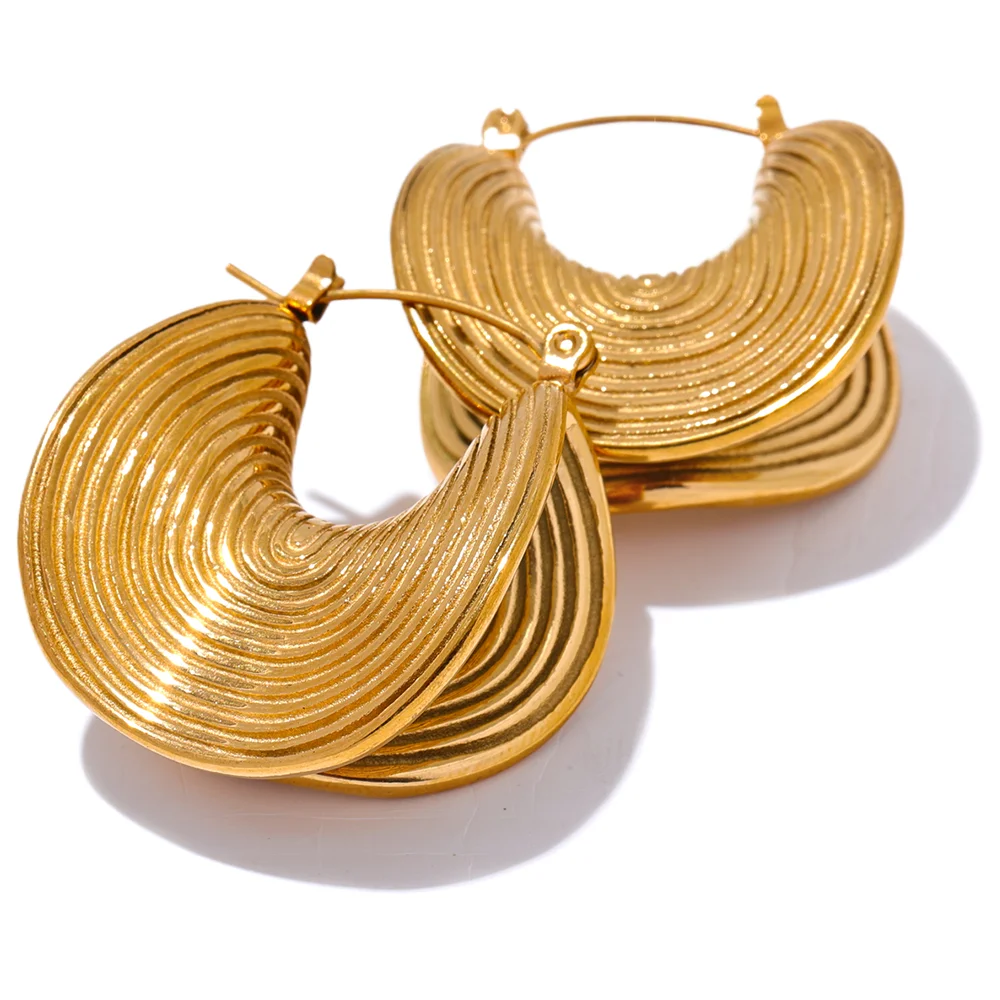 Ridged Gold Hoop Earrings