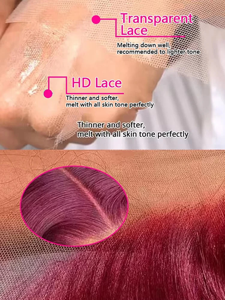 200% Density Body Wave Lace Front Wig – Burgundy 99J | HD Lace | Human Hair