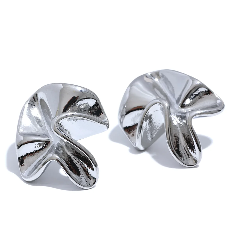 316L Stainless Steel Sculptural Flower Stud Earrings