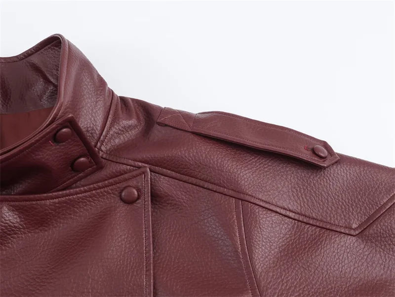 Structured Pebble Faux Leather Jacket Motorcycle Style