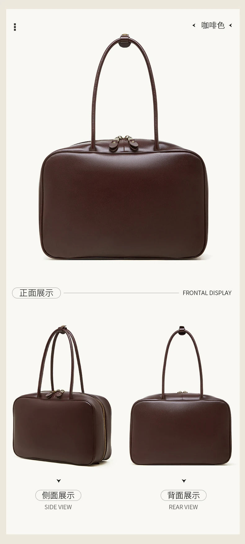 Genuine Cowhide Leather Tote Satchel | Large Capacity Work Bag