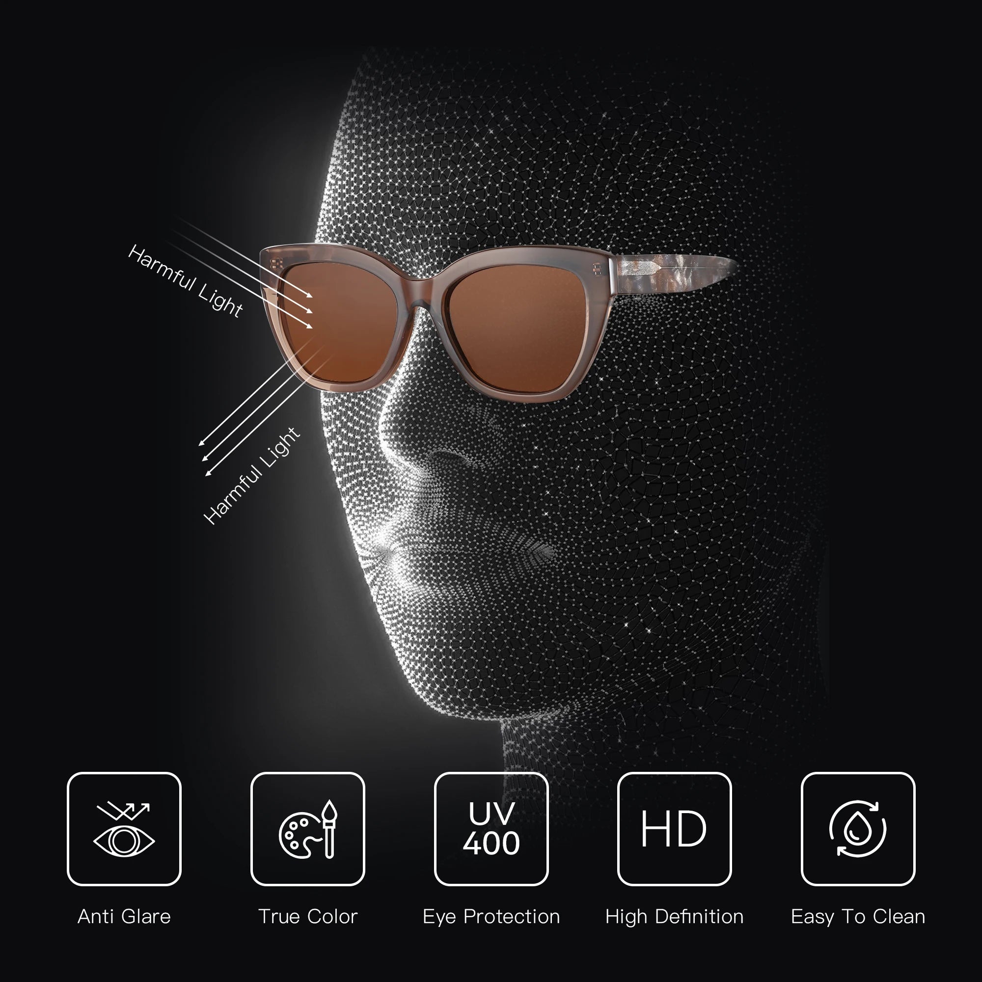 Oversized Butterfly Cat-Eye Sunglasses | Polarized UV400 | Acetate Frame