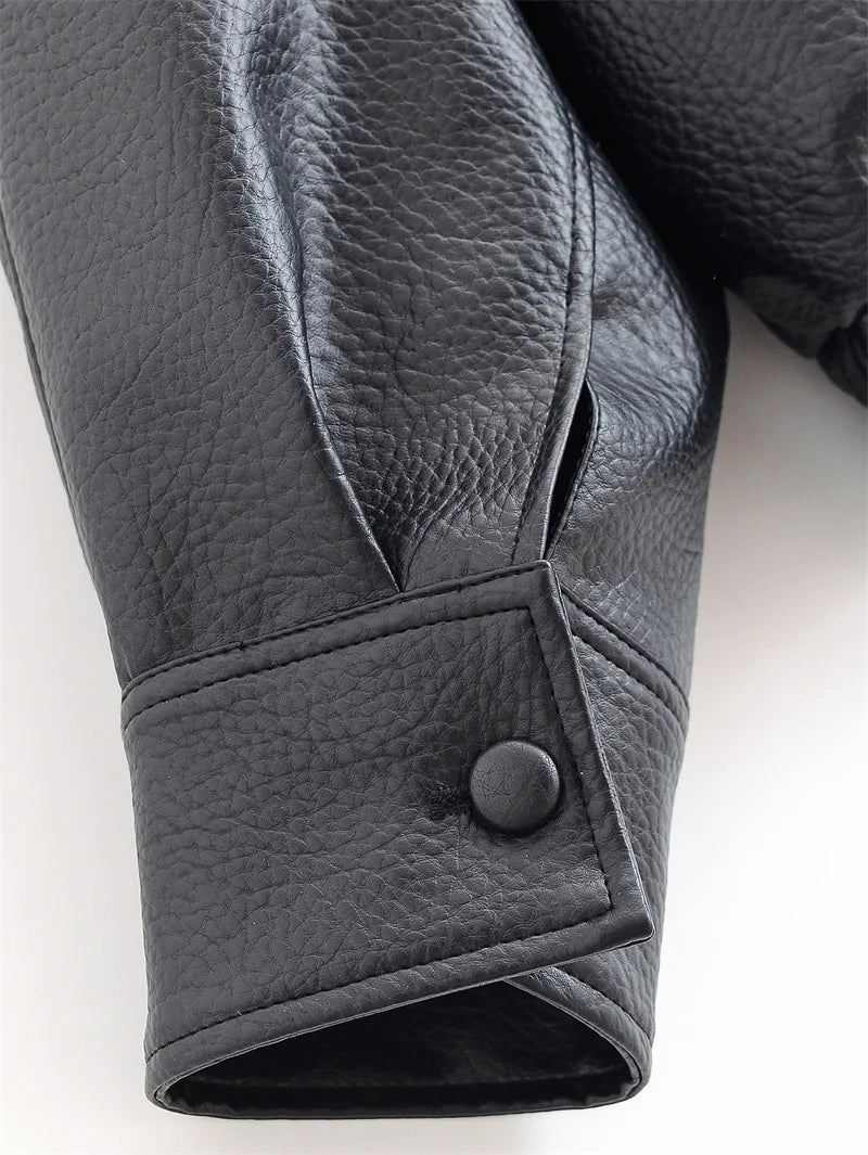 Structured Pebble Faux Leather Jacket Motorcycle Style
