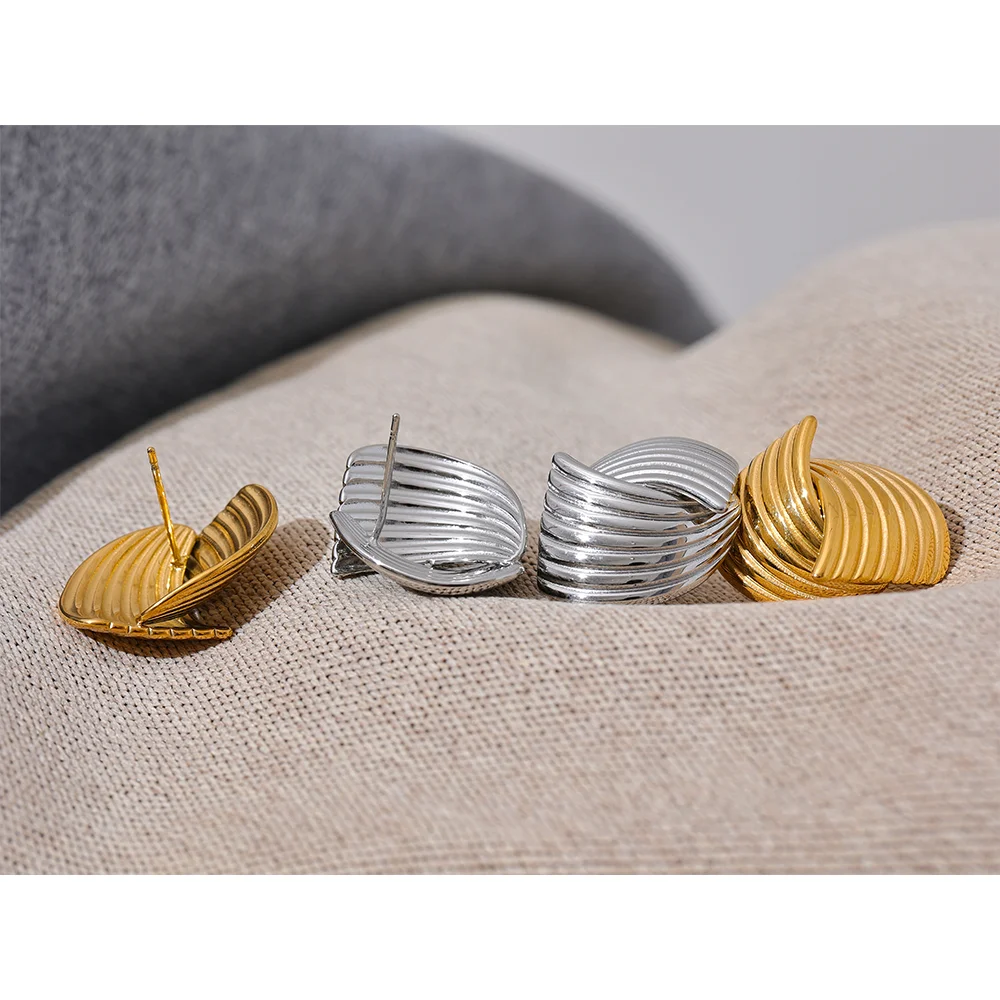 Premium Quality Gold Earrings and Ring for Women | Geometric Stainless Steel Stud Earrings and Ring