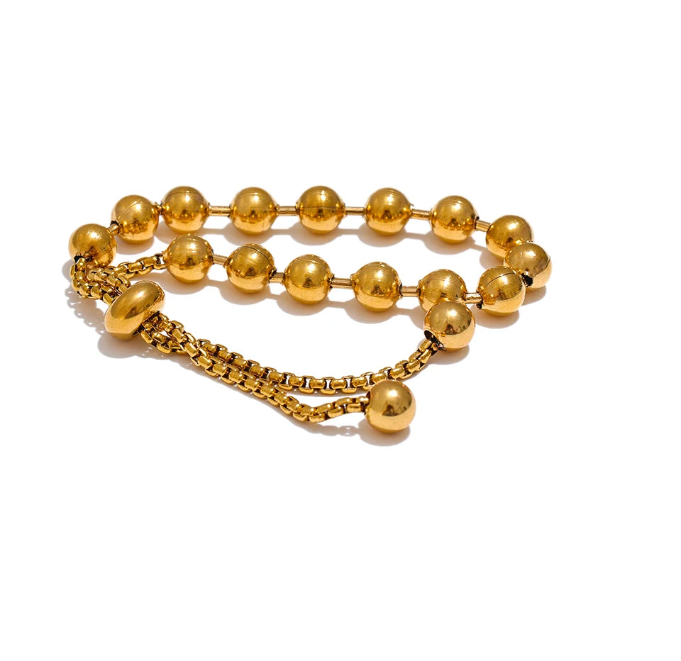 Gold Beaded Chain Bracelet