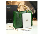 Load image into Gallery viewer, Crocodile Pattern Genuine Leather Structured Bag with Bamboo Handles
