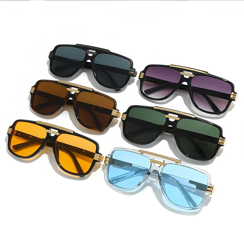 Retro Square Sunglasses for Men | UV400 | Multi-Color Lenses