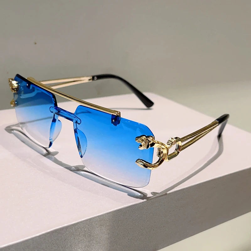 Rimless Square Sunglasses | Vintage Double Bridge