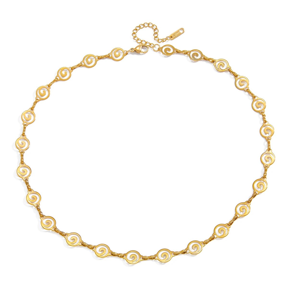 Gold Spiral Swirl Link Chain Necklace | 18K PVD Stainless Steel Statement Jewelry - The PM Edit