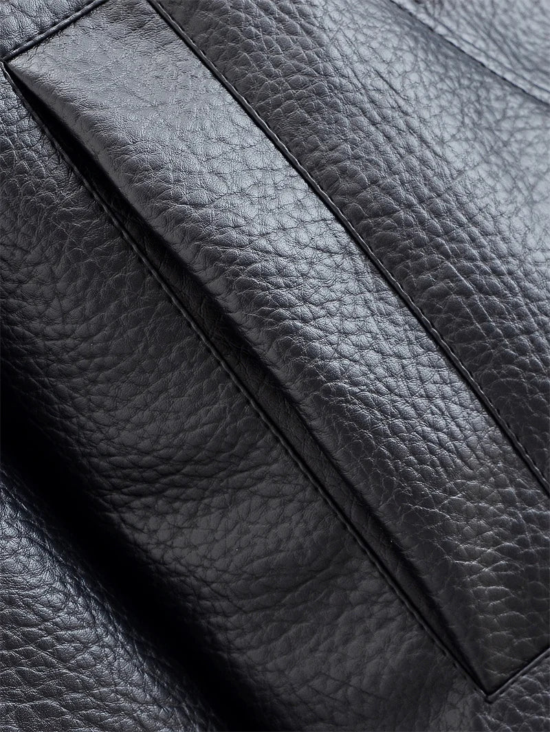 Structured Pebble Faux Leather Jacket Motorcycle Style