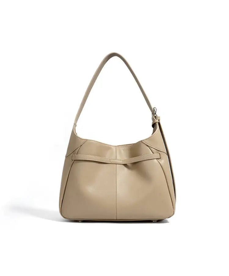 Buckle Cowhide Leather Baguette Shoulder Bag | Underarm Tote - The PM Edit