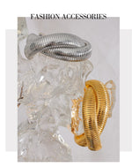 Load image into Gallery viewer, Chunky Ribbed Omega Tube Bangle Bracelet | 18K PVD Gold &amp; Silver Stainless Steel Jewelry

