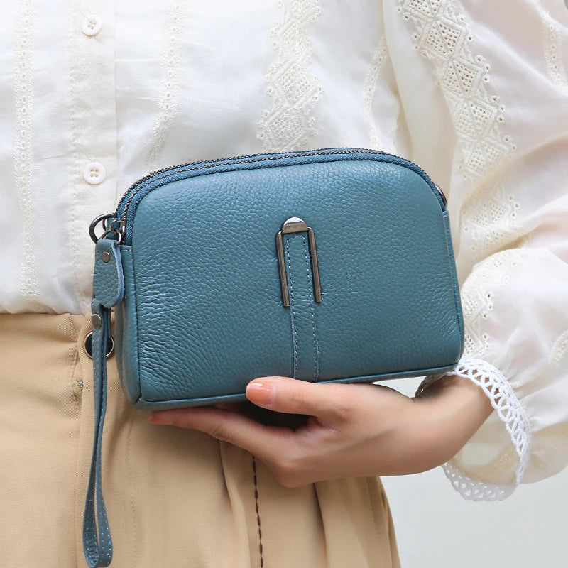 Genuine Cow Leather Crossbody Messenger Flap Bag for Women