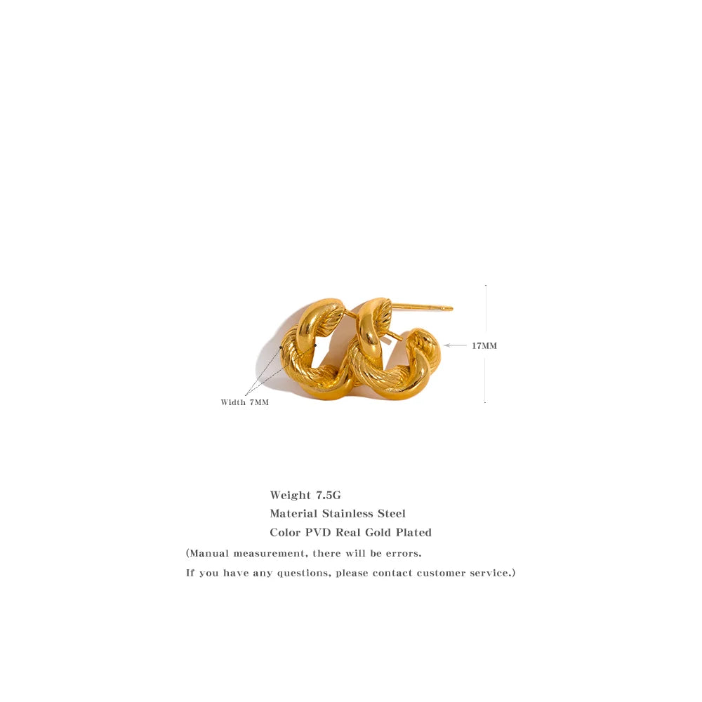 Twisted Geometric Gold Hoop Earrings