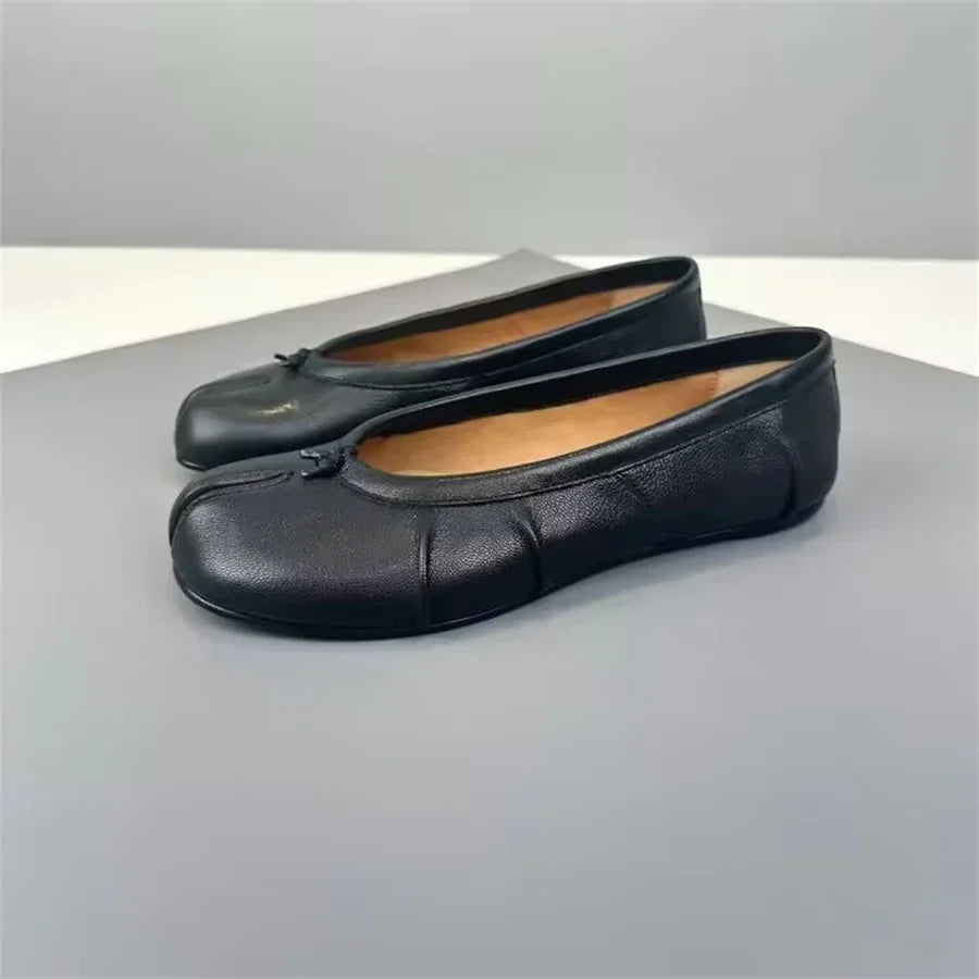 Split Toe Tabi Ballet Flats – Slip-On Leather Loafers for Women