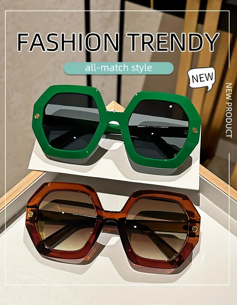 Oversized Hexagonal Sunglasses | Bold Geometric Frame | The PM Edit