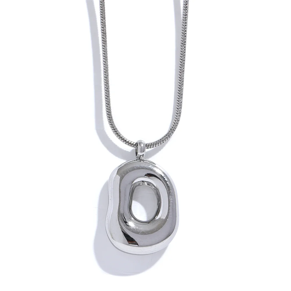Chunky Hollow Geometric Pendant Necklace | 18K PVD Gold & Silver Stainless Steel Statement Jewelry