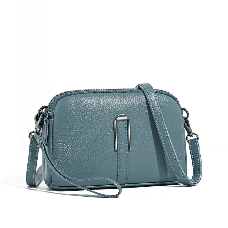 Genuine Cow Leather Crossbody Messenger Flap Bag for Women