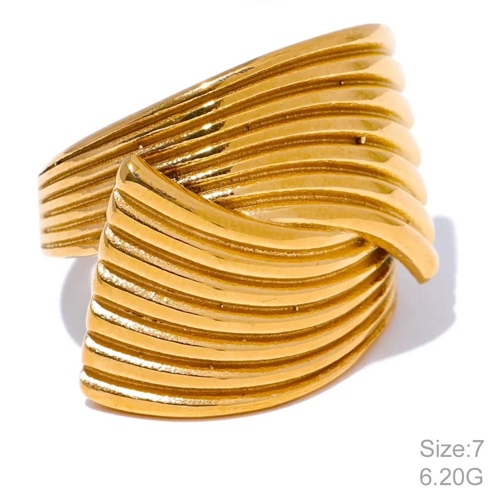 Premium Quality Gold Earrings and Ring for Women | Geometric Stainless Steel Stud Earrings and Ring